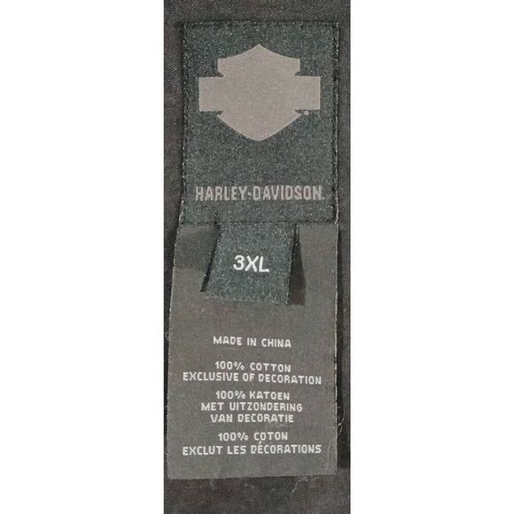 Harley Davidson mens 3xl burnout off black snap button durable shirt longsleeve - Picture 4 of 6